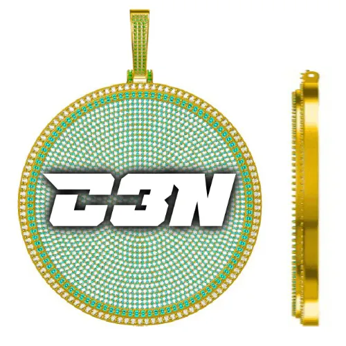 CUSTOM LETTER NECKLACE 3D BIG DISC sold by The GUU Shop