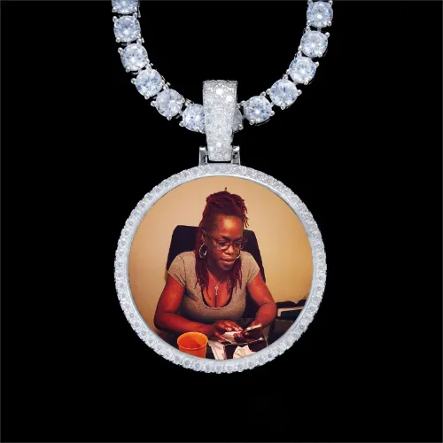 925S & VVS Moissanite 3D Circle Custom Picture Pendant sold by The GUU Shop