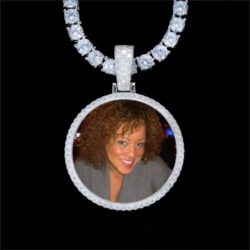 925S & VVS Moissanite 3D Circle Custom Picture Pendant sold by The GUU Shop
