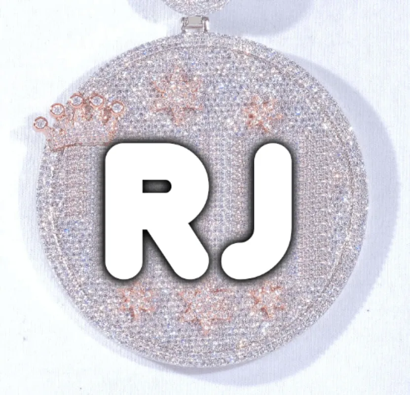 CUSTOM LETTER NECKLACE 3D BIG CROWN DISC sold by The GUU Shop