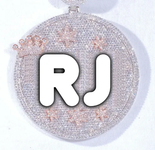 CUSTOM LETTER NECKLACE 3D BIG CROWN DISC sold by The GUU Shop