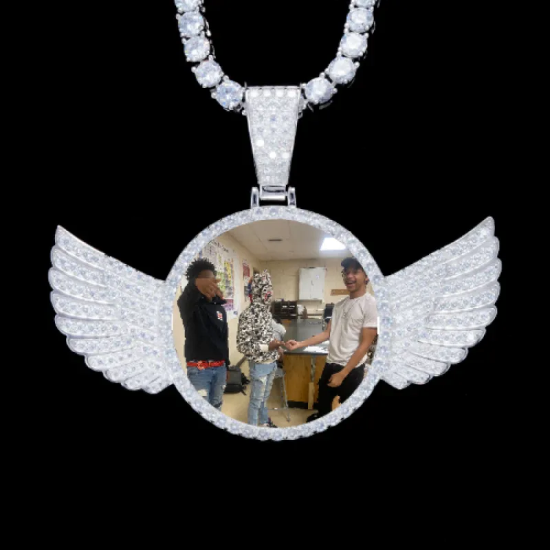 925S & VVS Moissanite 3D Wing Custom Picture Pendant sold by The GUU Shop