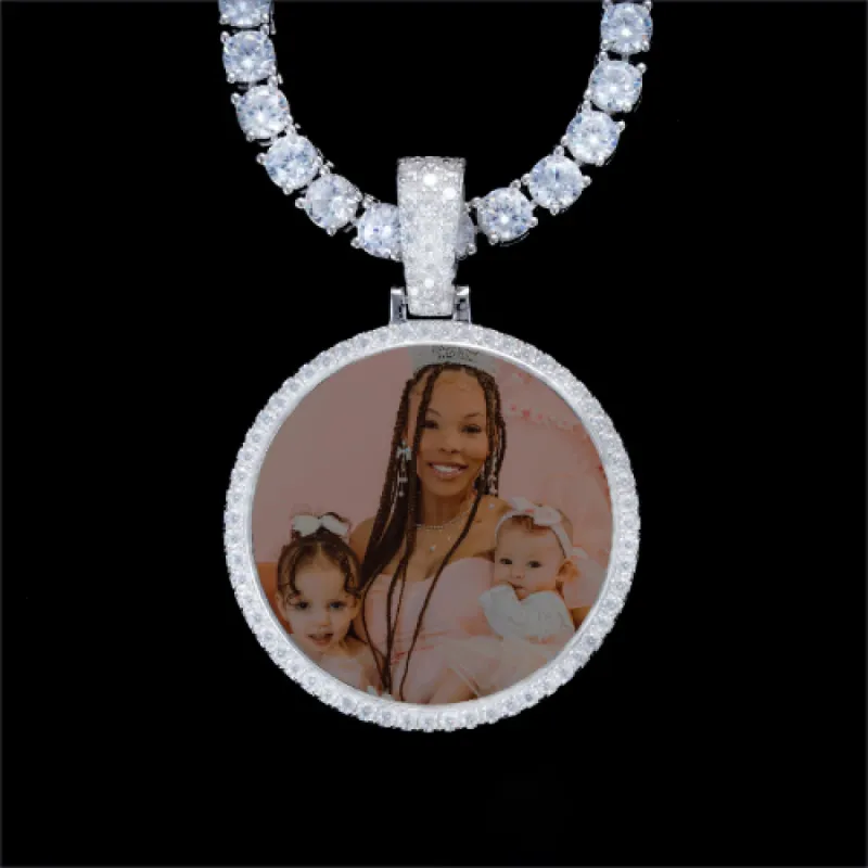 925S & VVS Moissanite 3D Circle Custom Picture Pendant sold by The GUU Shop