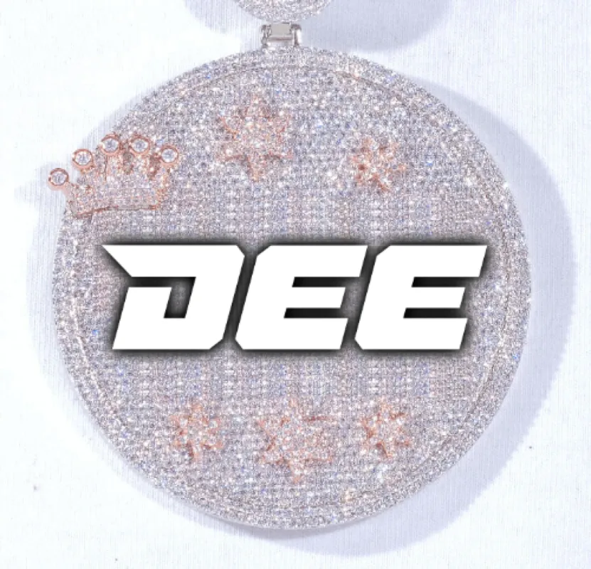 CUSTOM LETTER NECKLACE 3D BIG CROWN DISC sold by The GUU Shop