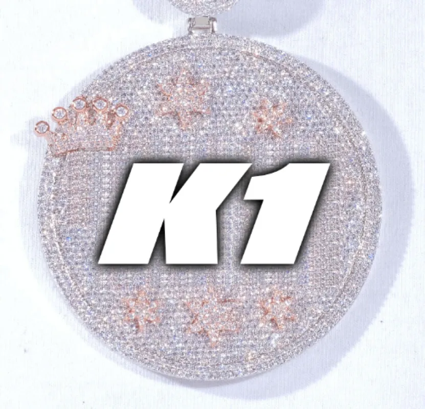 CUSTOM LETTER NECKLACE 3D BIG CROWN DISC sold by The GUU Shop