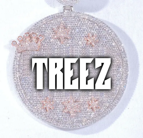 CUSTOM LETTER NECKLACE 3D BIG CROWN DISC sold by The GUU Shop