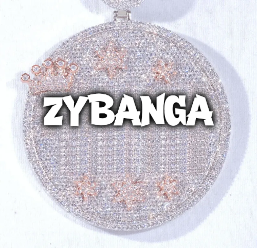 CUSTOM LETTER NECKLACE 3D BIG CROWN DISC sold by The GUU Shop