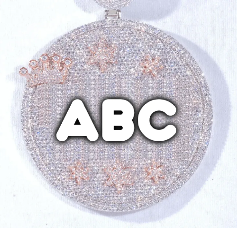 CUSTOM LETTER NECKLACE 3D BIG CROWN DISC sold by The GUU Shop
