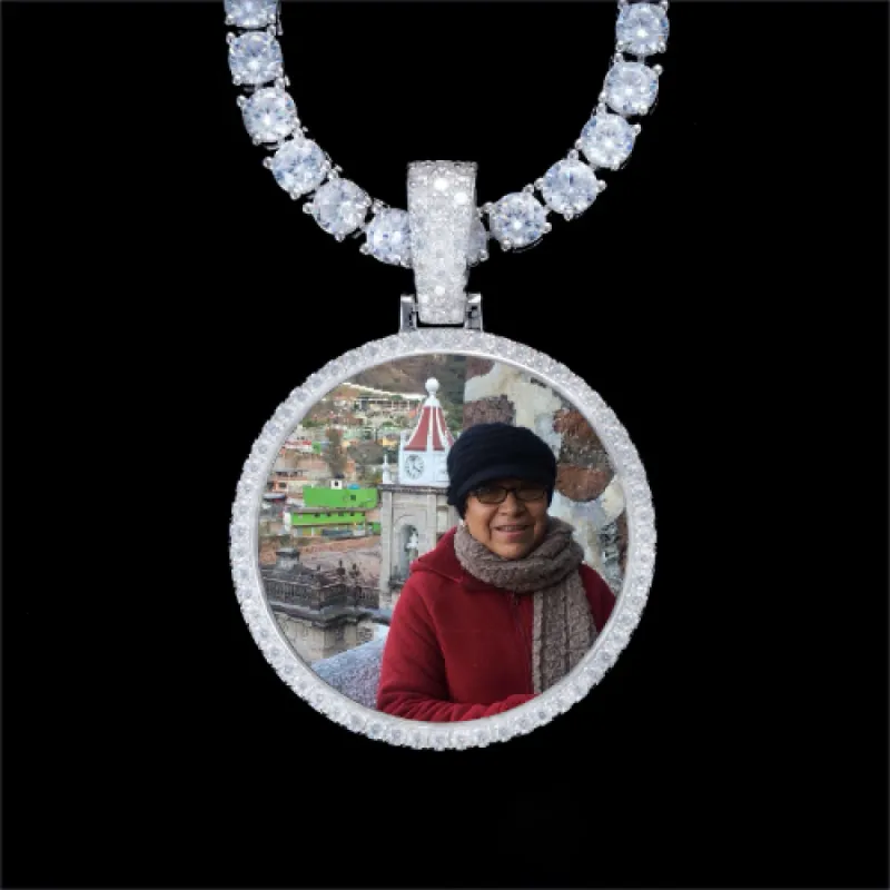 925S & VVS Moissanite 3D Circle Custom Picture Pendant sold by The GUU Shop