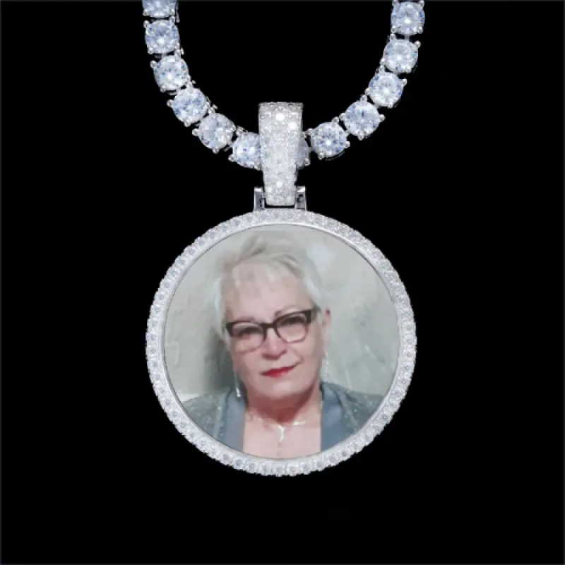 925S & VVS Moissanite 3D Circle Custom Picture Pendant sold by The GUU Shop