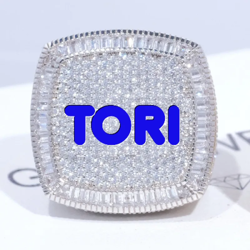 CUSTOM LETTER 3D ICED RING sold by The GUU Shop