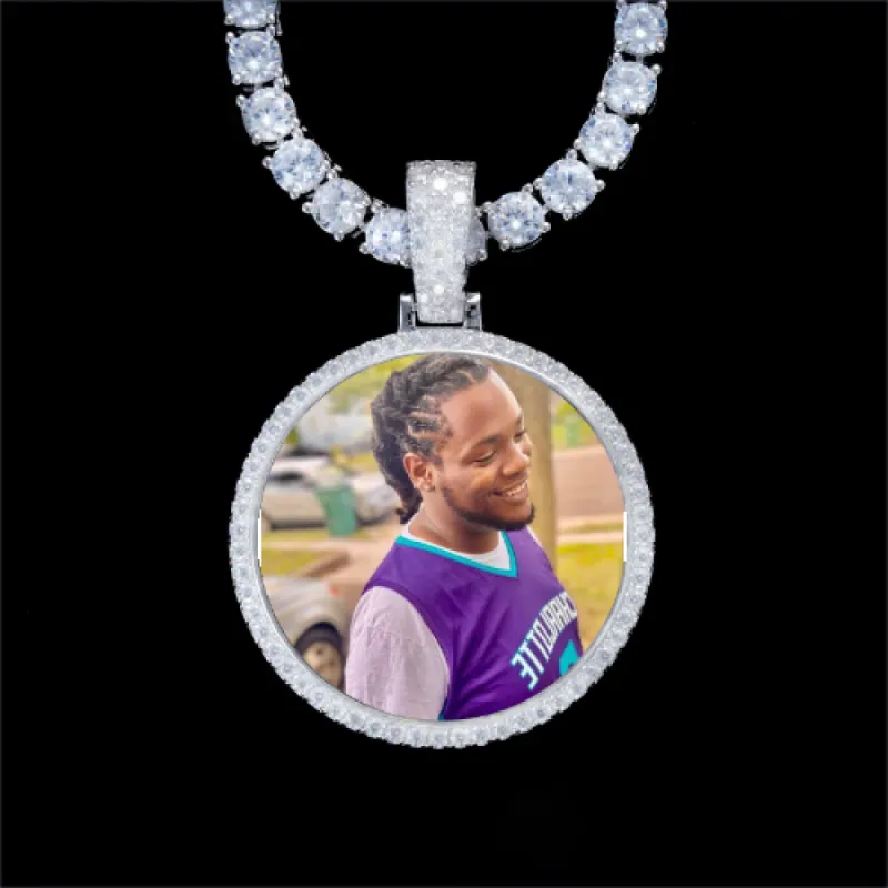 925S & VVS Moissanite 3D Circle Custom Picture Pendant sold by The GUU Shop