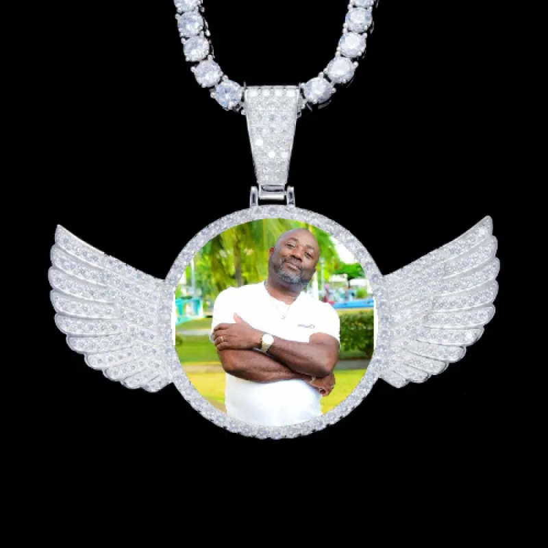 925S & VVS Moissanite 3D Wing Custom Picture Pendant sold by The GUU Shop