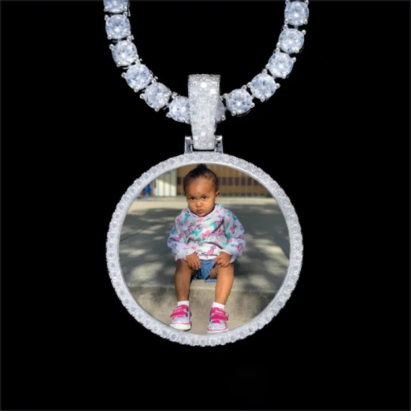 925S & VVS Moissanite 3D Circle Custom Picture Pendant sold by The GUU Shop
