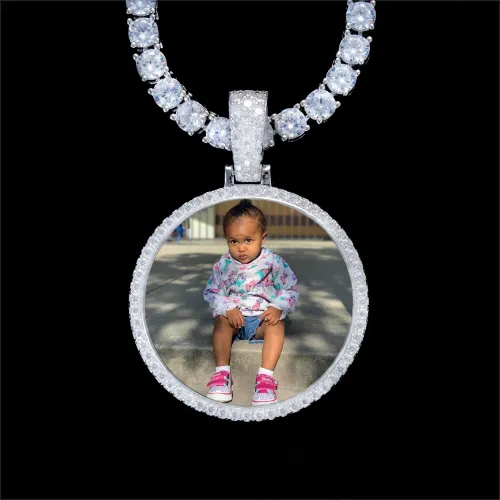925S & VVS Moissanite 3D Circle Custom Picture Pendant sold by The GUU Shop