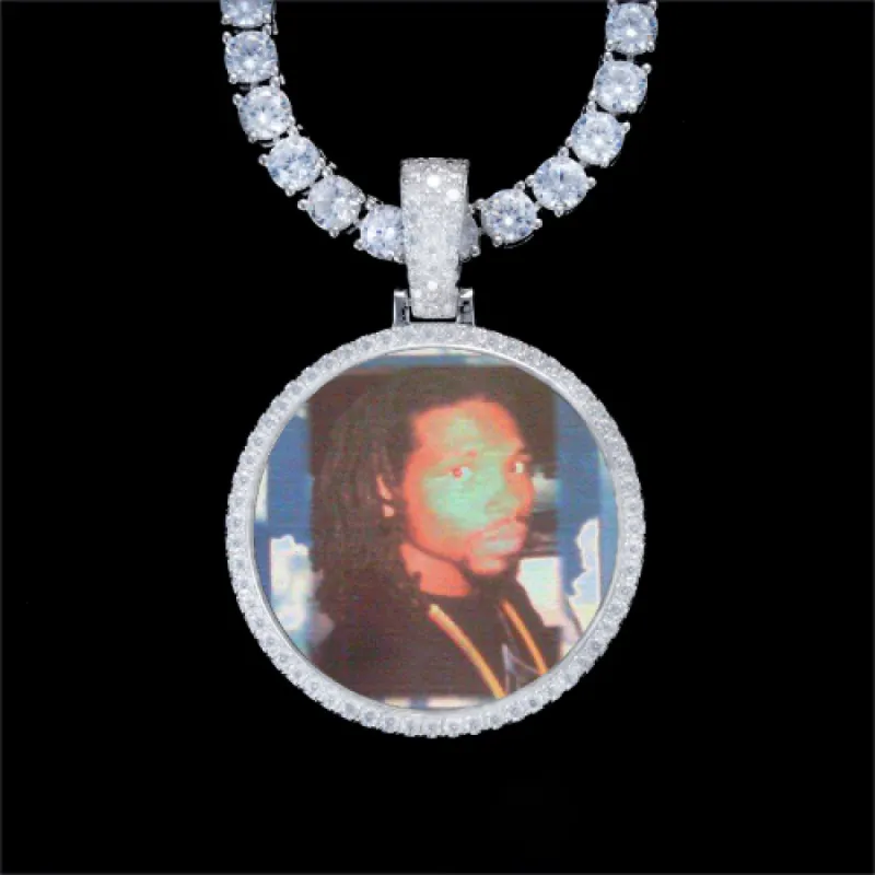 925S & VVS Moissanite 3D Circle Custom Picture Pendant sold by The GUU Shop