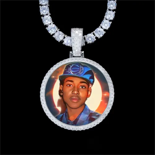925S & VVS Moissanite 3D Circle Custom Picture Pendant sold by The GUU Shop