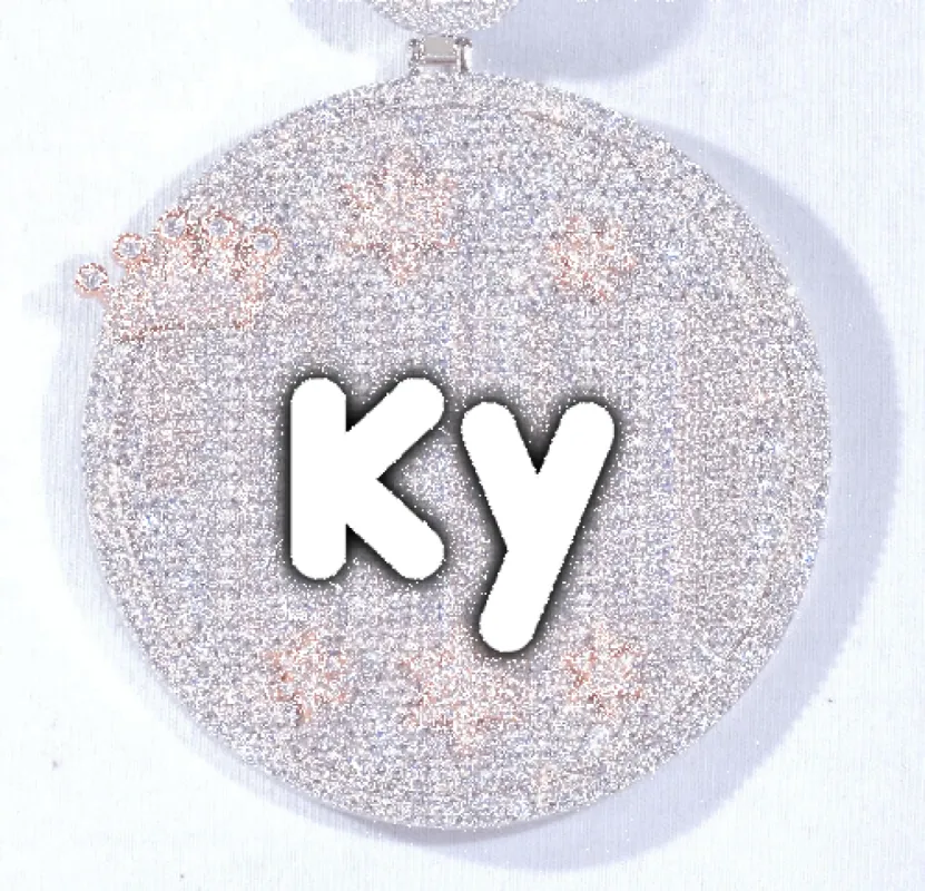 CUSTOM LETTER NECKLACE 3D BIG CROWN DISC sold by The GUU Shop