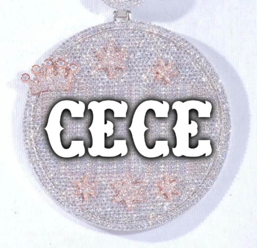 CUSTOM LETTER NECKLACE 3D BIG CROWN DISC made by The GUU Shop