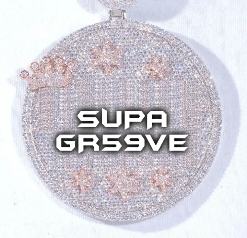 CUSTOM LETTER NECKLACE 3D BIG CROWN DISC sold by The GUU Shop