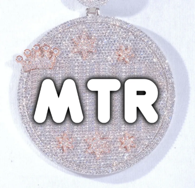 CUSTOM LETTER NECKLACE 3D BIG CROWN DISC sold by The GUU Shop