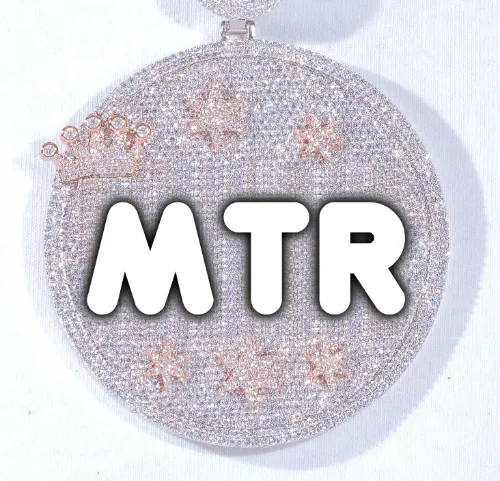 CUSTOM LETTER NECKLACE 3D BIG CROWN DISC sold by The GUU Shop