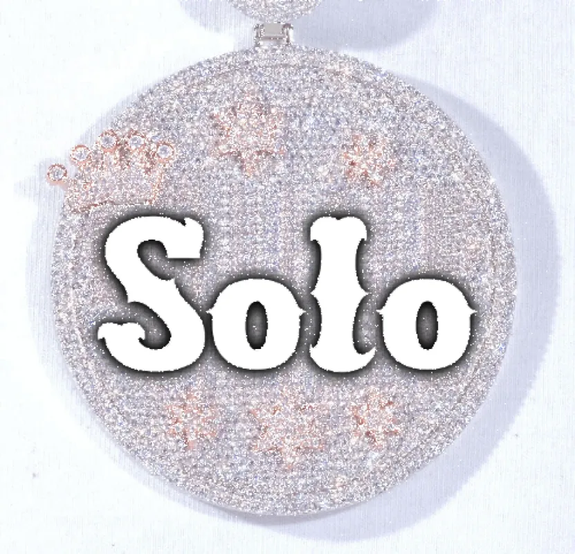 CUSTOM LETTER NECKLACE 3D BIG CROWN DISC sold by The GUU Shop