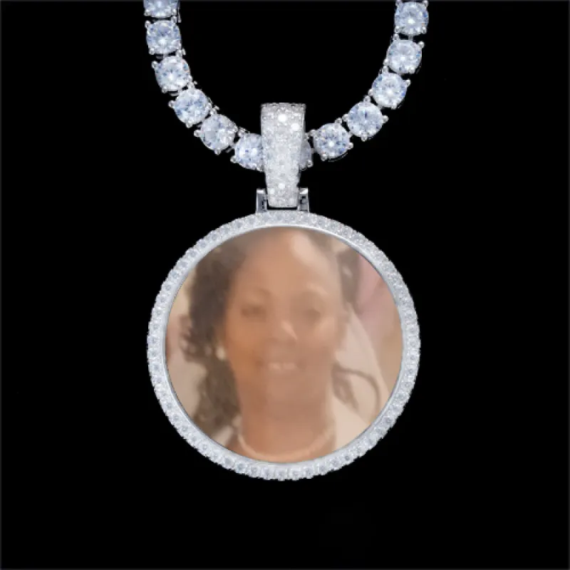 925S & VVS Moissanite 3D Circle Custom Picture Pendant sold by The GUU Shop