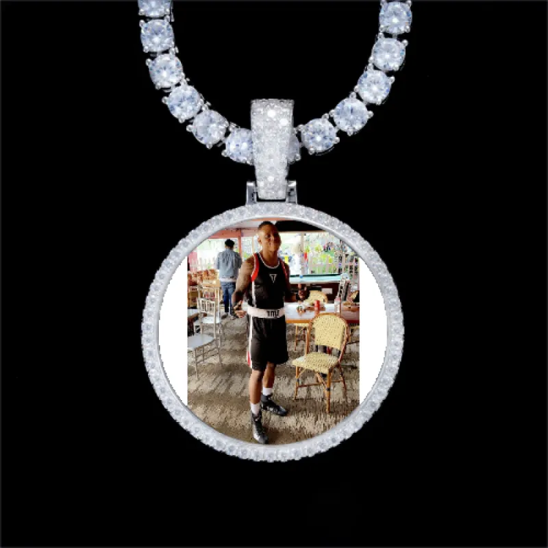 925S & VVS Moissanite 3D Circle Custom Picture Pendant sold by The GUU Shop