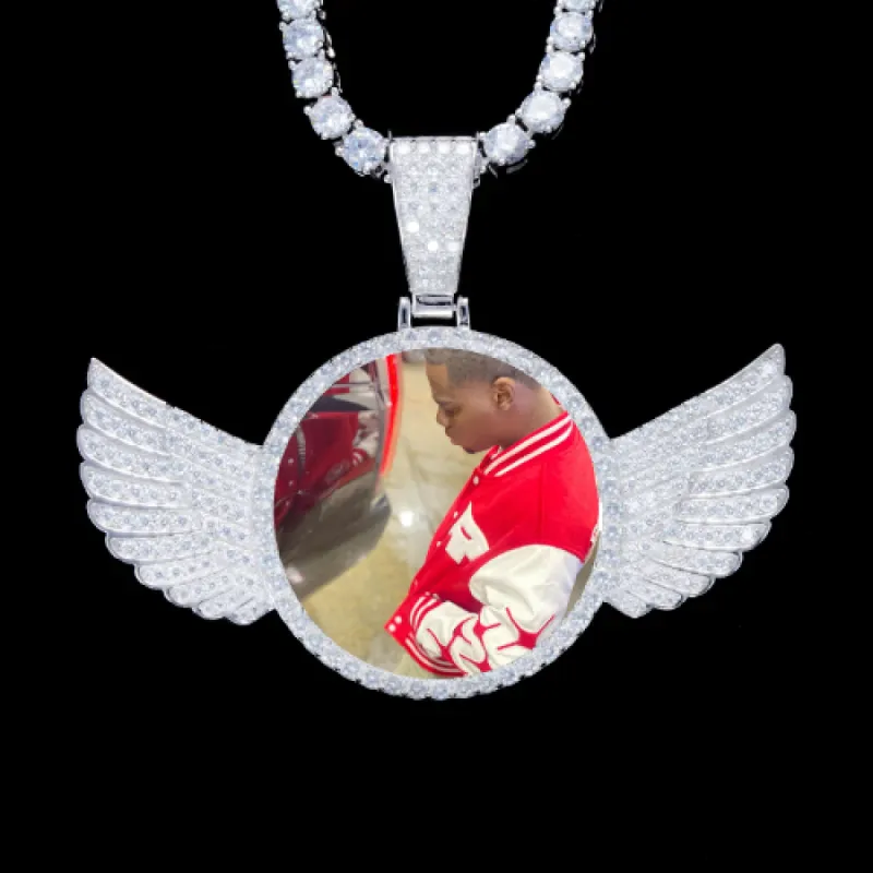 925S & VVS Moissanite 3D Wing Custom Picture Pendant sold by The GUU Shop