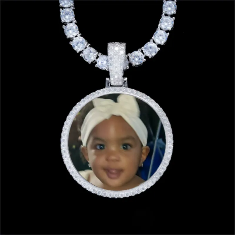 925S & VVS Moissanite 3D Circle Custom Picture Pendant sold by The GUU Shop