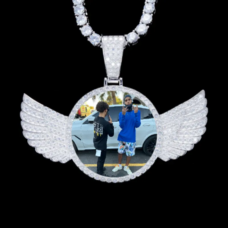 925S & VVS Moissanite 3D Wing Custom Picture Pendant sold by The GUU Shop