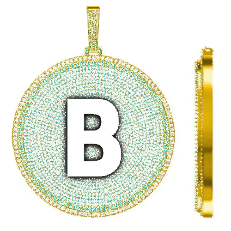 CUSTOM LETTER NECKLACE 3D BIG DISC sold by The GUU Shop