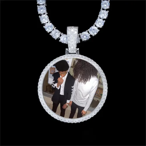 925S & VVS Moissanite 3D Circle Custom Picture Pendant sold by The GUU Shop