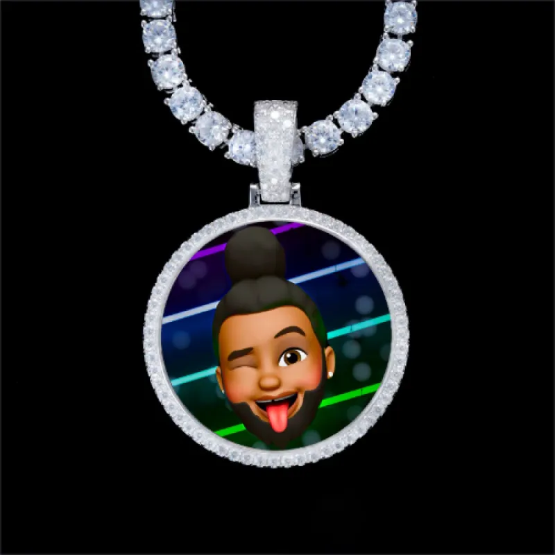 925S & VVS Moissanite 3D Circle Custom Picture Pendant sold by The GUU Shop