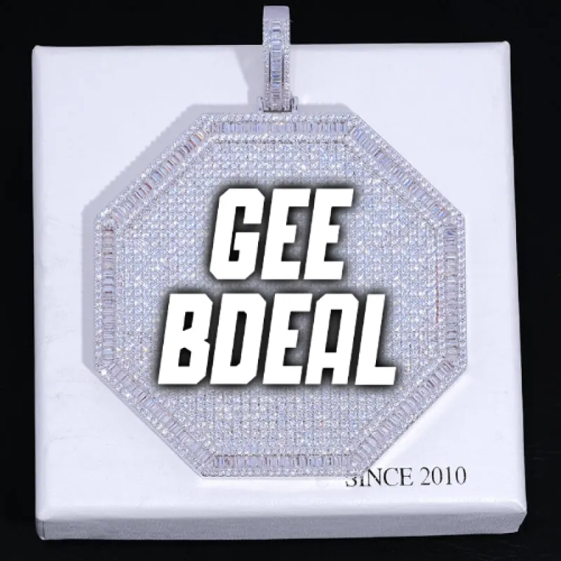 CUSTOM LETTER NECKLACE 3D BIG OCTAGON sold by The GUU Shop