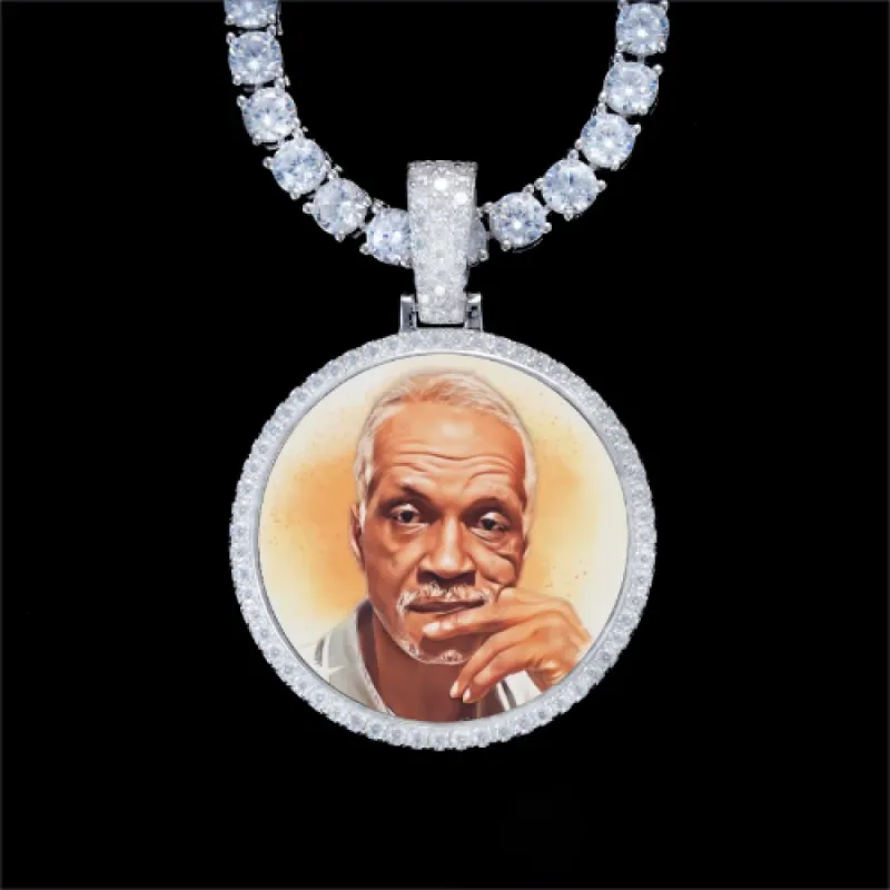 925S & VVS Moissanite 3D Circle Custom Picture Pendant sold by The GUU Shop