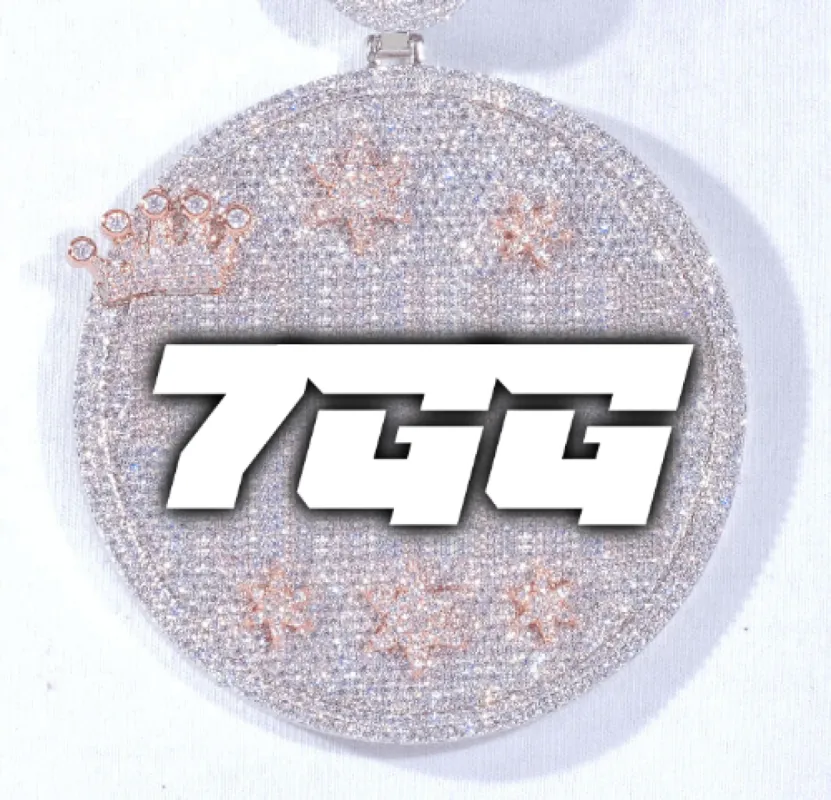 CUSTOM LETTER NECKLACE 3D BIG CROWN DISC sold by The GUU Shop