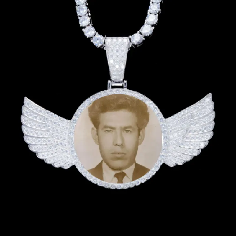 925S & VVS Moissanite 3D Wing Custom Picture Pendant sold by The GUU Shop