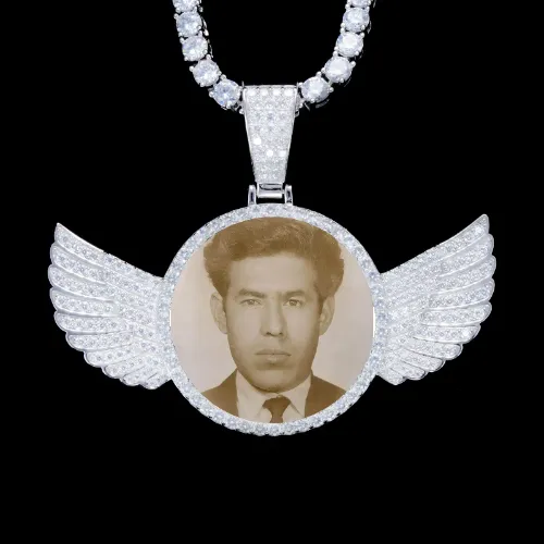 925S & VVS Moissanite 3D Wing Custom Picture Pendant sold by The GUU Shop