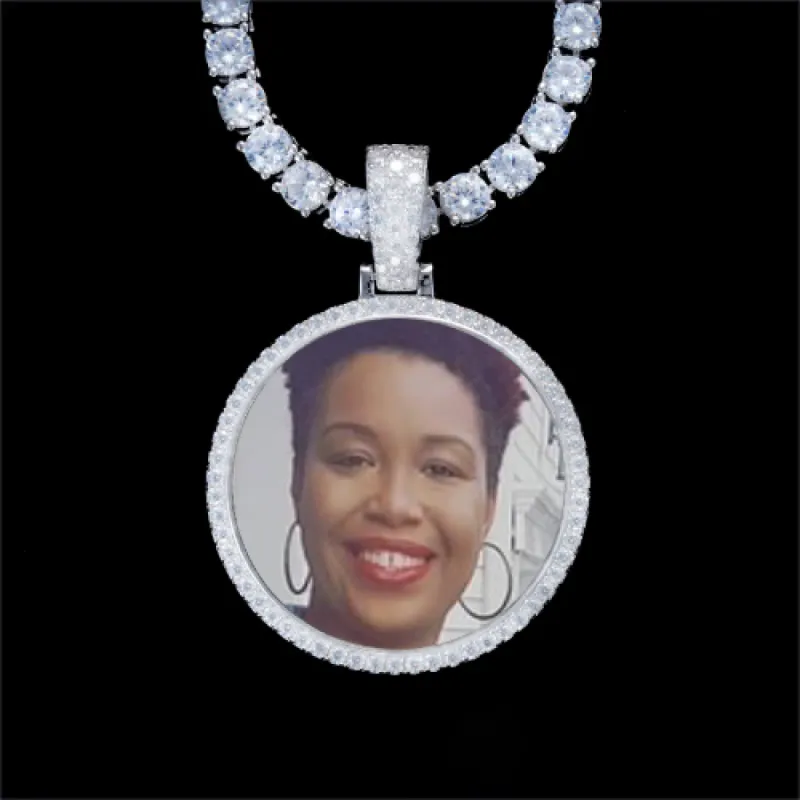 925S & VVS Moissanite 3D Circle Custom Picture Pendant sold by The GUU Shop