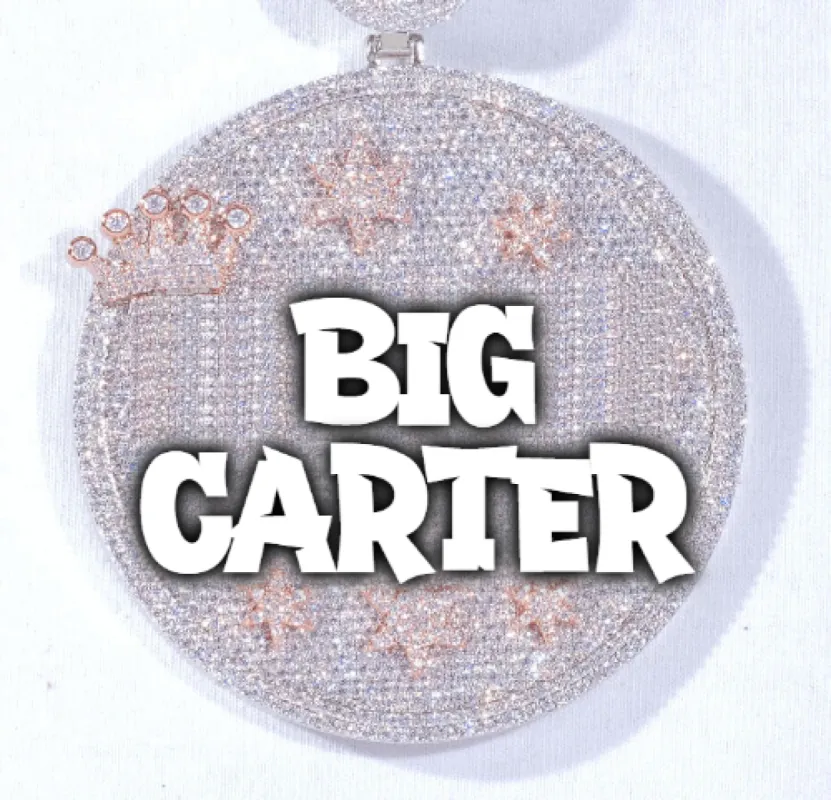 CUSTOM LETTER NECKLACE 3D BIG CROWN DISC sold by The GUU Shop