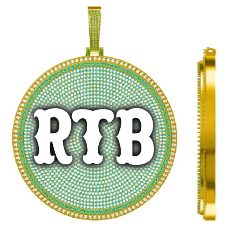 CUSTOM LETTER NECKLACE 3D BIG DISC sold by The GUU Shop