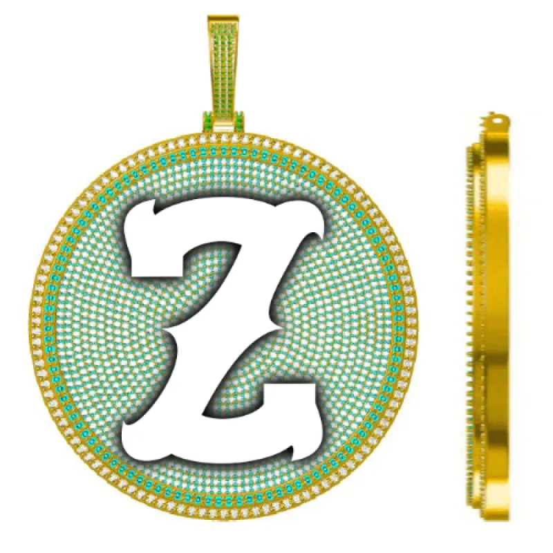 CUSTOM LETTER NECKLACE 3D BIG DISC sold by The GUU Shop