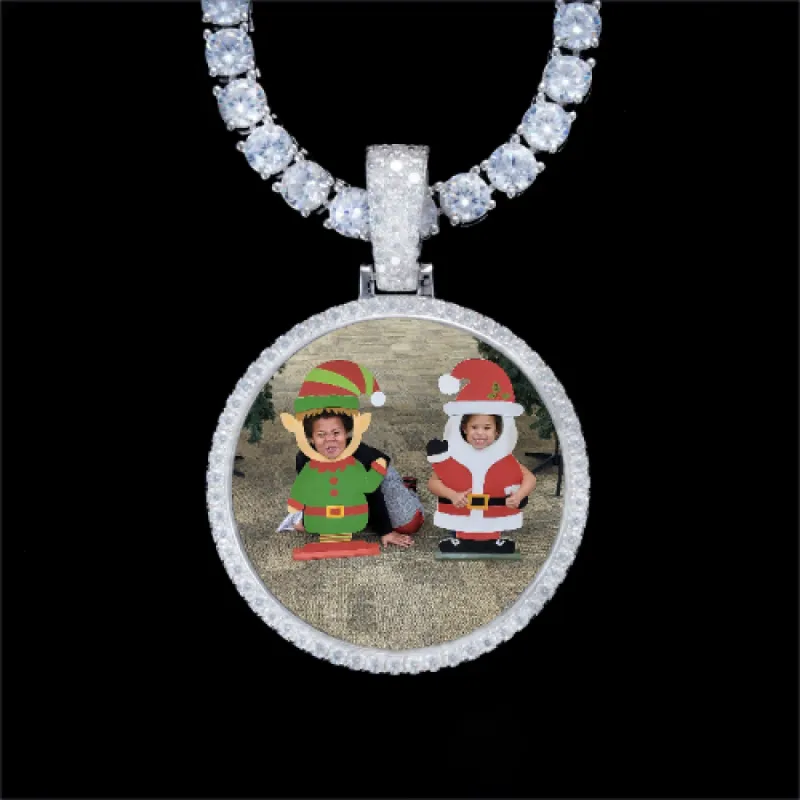 925S & VVS Moissanite 3D Circle Custom Picture Pendant sold by The GUU Shop