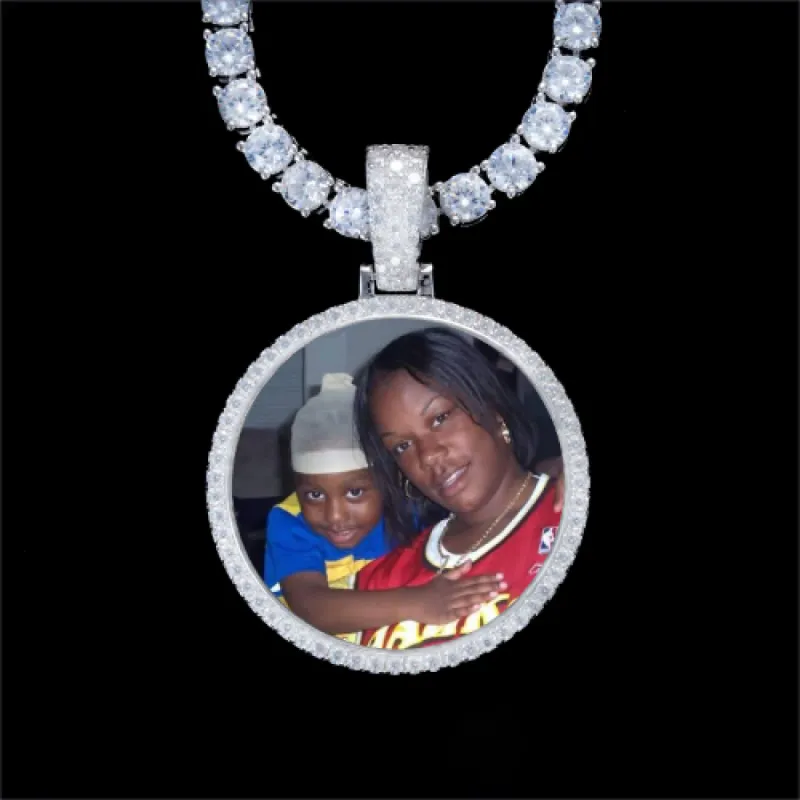 925S & VVS Moissanite 3D Circle Custom Picture Pendant sold by The GUU Shop