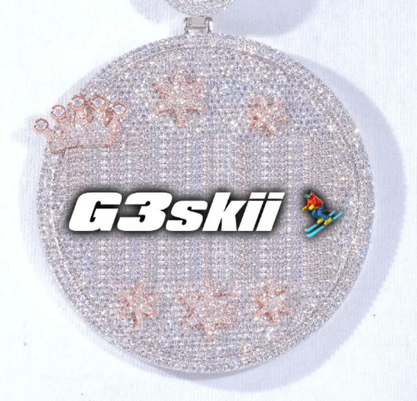CUSTOM LETTER NECKLACE 3D BIG CROWN DISC sold by The GUU Shop