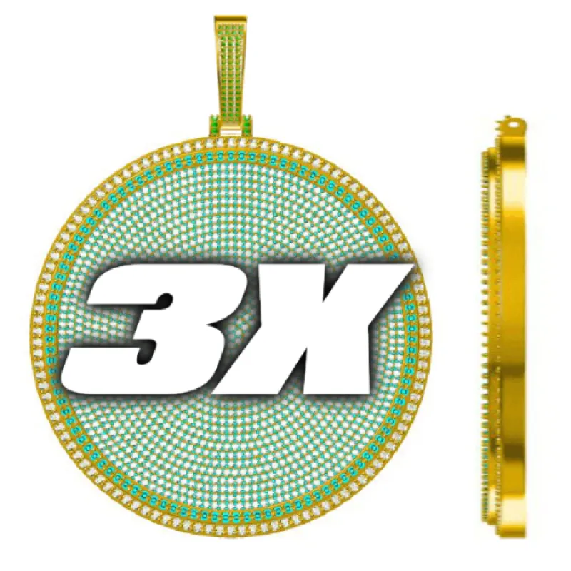 CUSTOM LETTER NECKLACE 3D BIG DISC sold by The GUU Shop