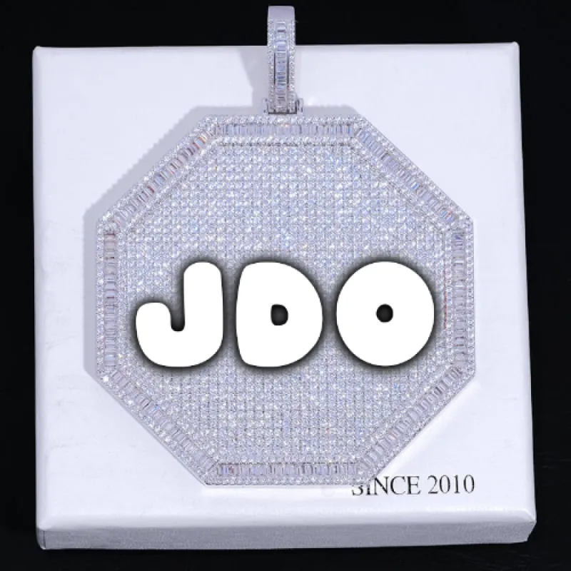 CUSTOM LETTER NECKLACE 3D BIG OCTAGON sold by The GUU Shop
