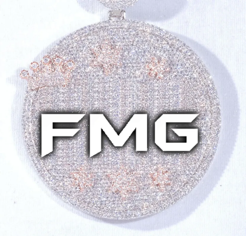 CUSTOM LETTER NECKLACE 3D BIG CROWN DISC sold by The GUU Shop